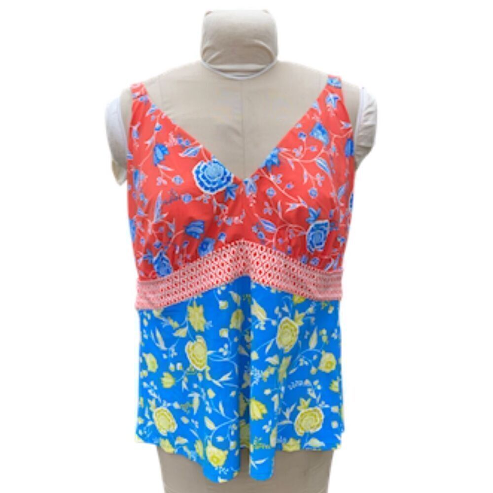Lands End Swim Top Plus Sz. 20 W Built In Bra